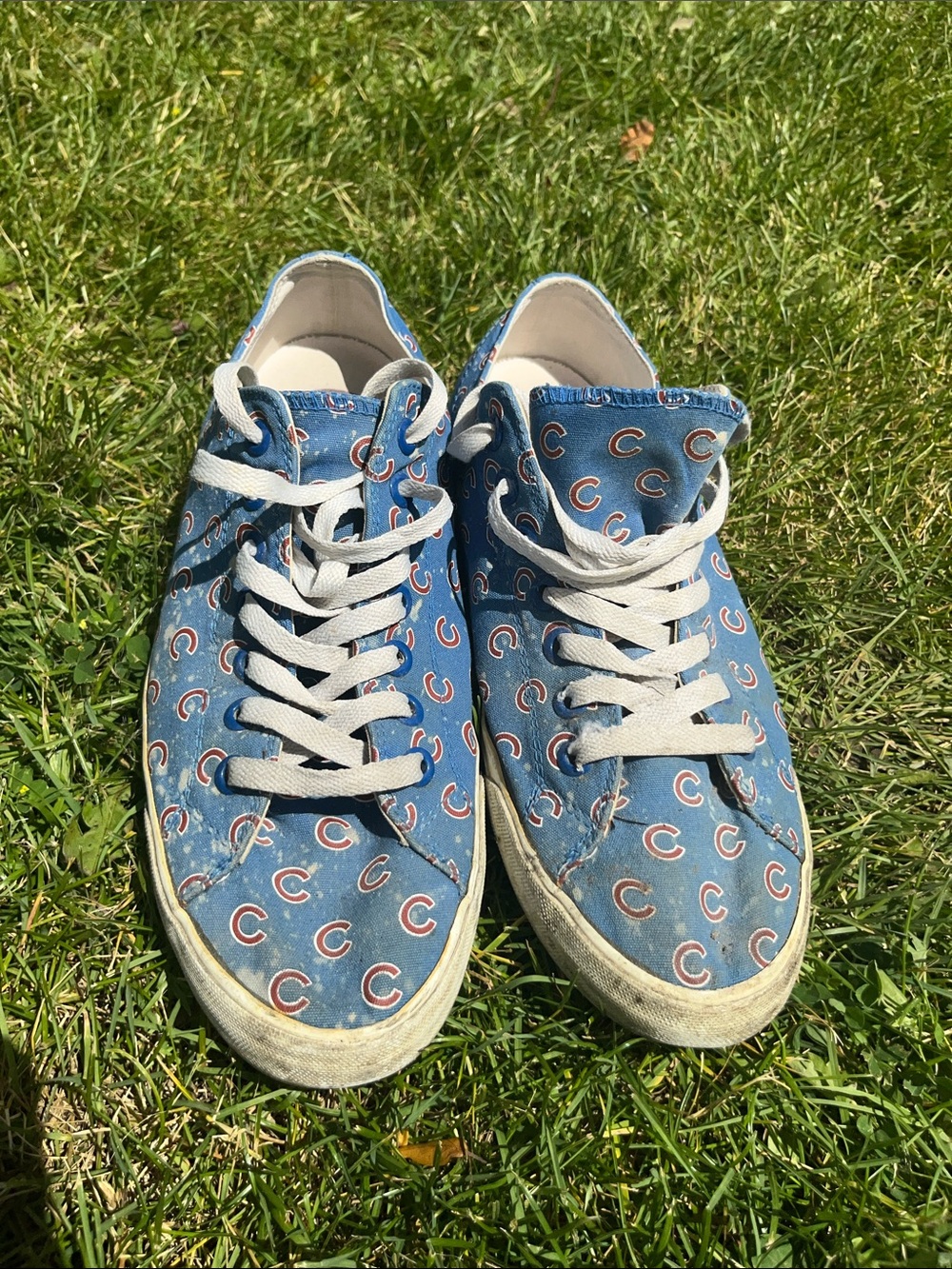 Blue Canvas Chicago Cubs Sneakers with White Laces